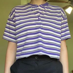 Cropped Purple Striped Tee